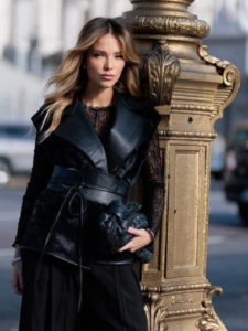 Colete de Pelo dupla face + couro ecológico