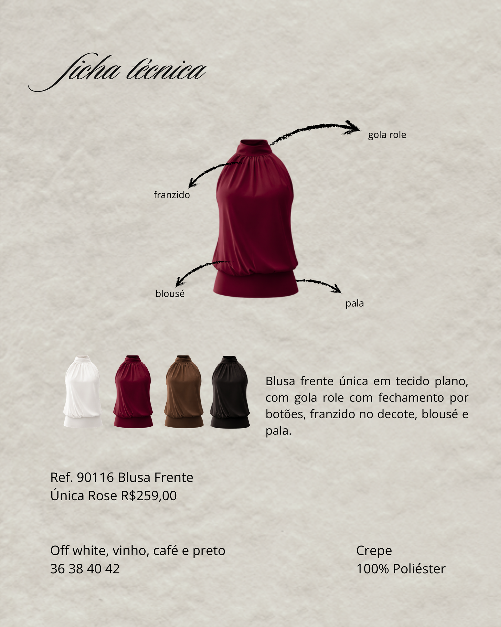 Blusa Frente Única Rose